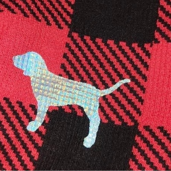 Victoria Secret Pink Cozy I Only Sleep Buffalo Plaid Waffle Sleep Shirt Top New - Picture 10 of 12